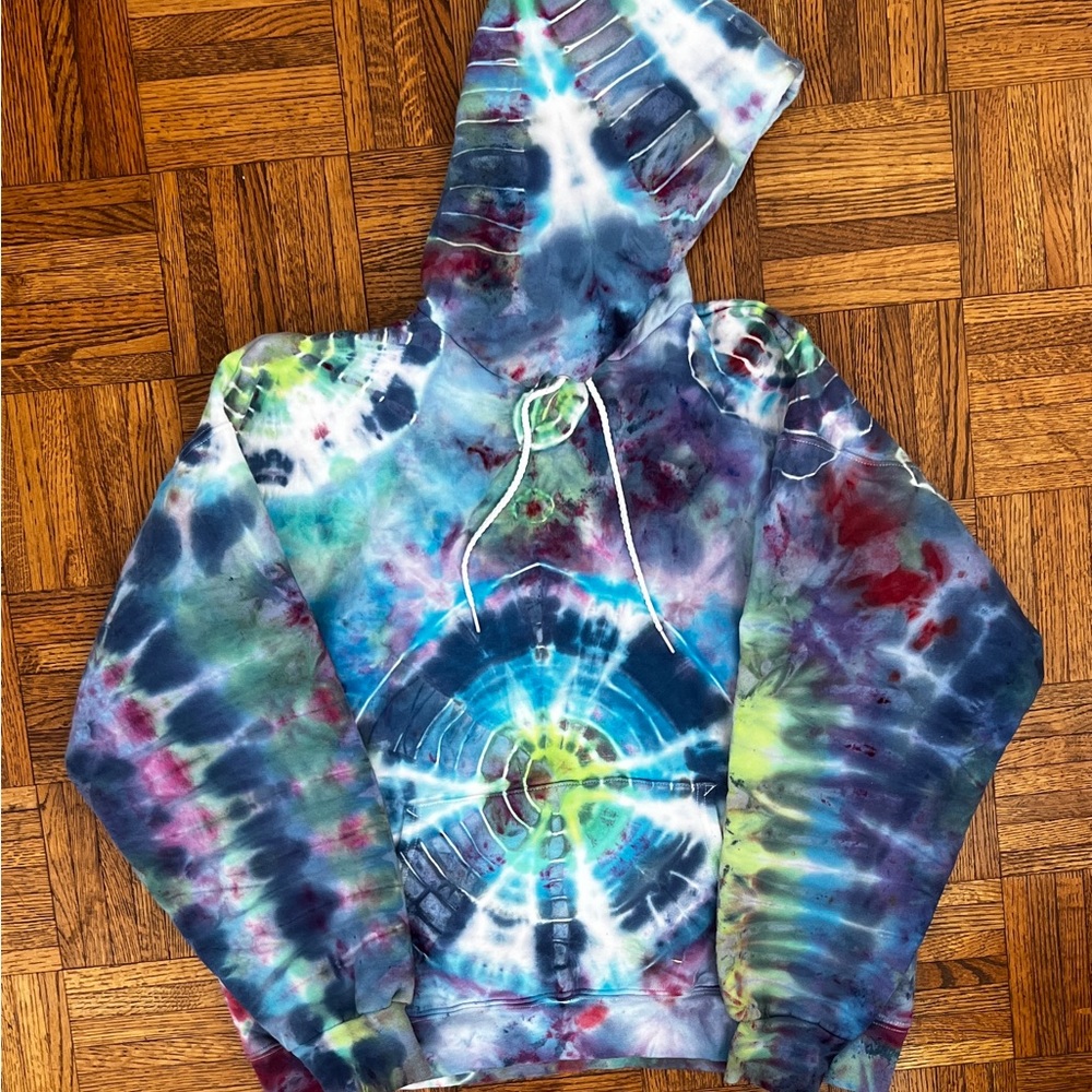 Custom tie dye on Hanes Ultimate Cotton Heavyweight sweatshirt size Large